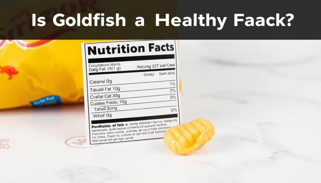 A high-quality, visually appealing image of "snack nutrition facts" for the article "Is Goldfish a Healthy Snack: Nutrition Facts Revealed". The image should feature a prominently displayed nutrition label or facts panel, showcasing the key nutritional information about the Goldfish snack. The background should be clean and minimalist, with subtle textures or patterns to add visual interest. The lighting should be soft and even, highlighting the details of the nutrition label. The overall composition should be balanced and visually compelling, drawing the viewer's attention to the critical nutritional data.