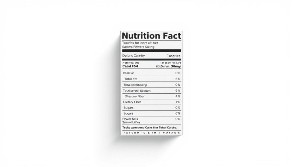 A high-resolution digital illustration of an oatmeal nutrition facts label, displayed on a clean white background with subtle shadows and highlights. The label features a detailed breakdown of the nutritional information, including calories, total fat, cholesterol, sodium, total carbohydrates, dietary fiber, sugars, and various vitamins and minerals. The presentation is sleek, modern, and informative, showcasing the health benefits of oats and oatmeal in a clear and visually appealing manner.